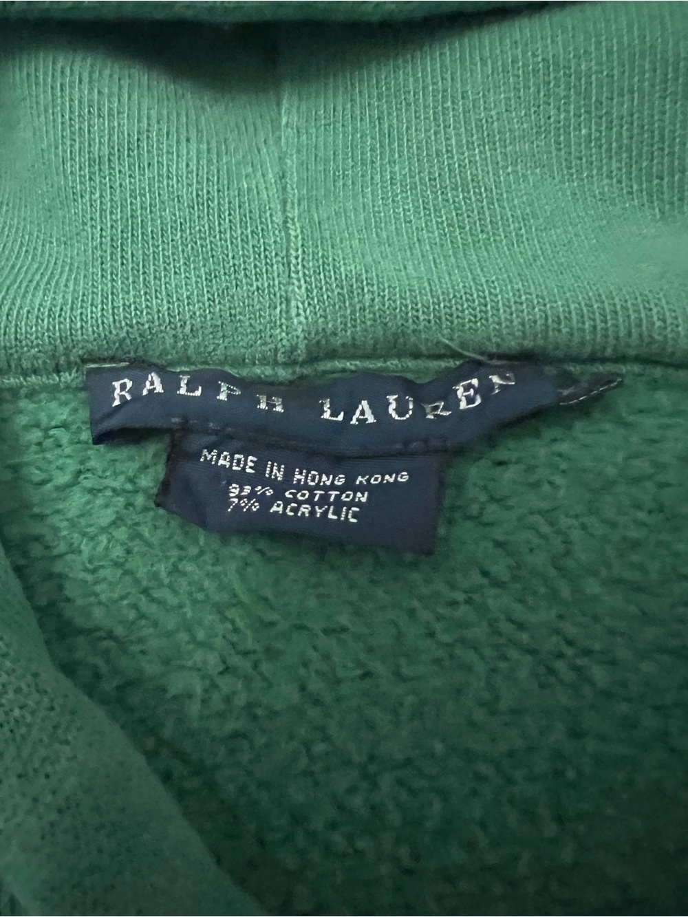 Vintage Ralph Lauren Green Shrunken Zip Hoodie with Pink Pony Embroidery - Picture 5 of 7